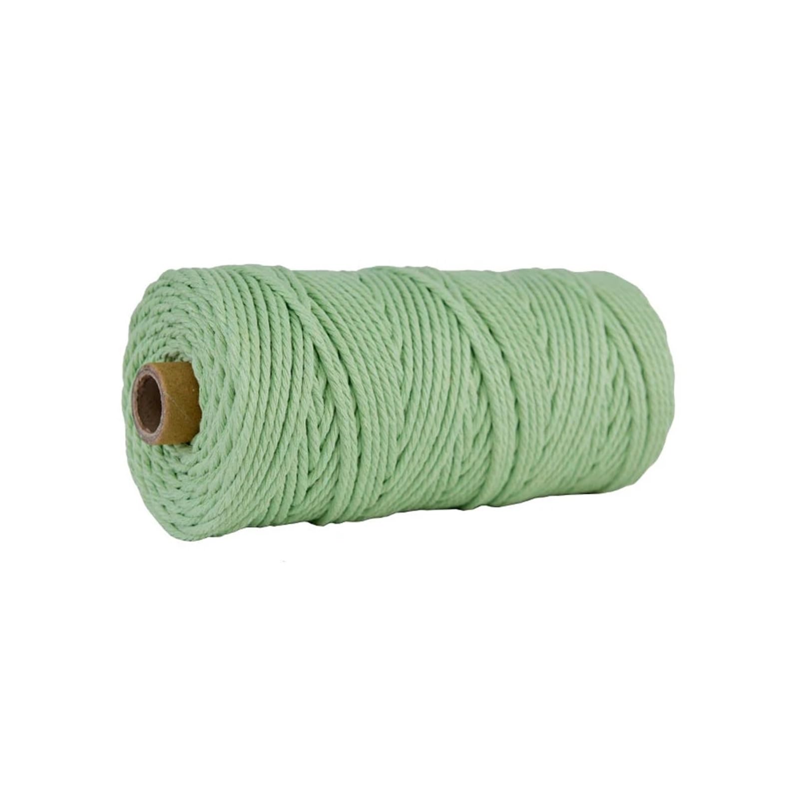 Lina, pleciona lina, 3mm * 100m wielokolorowa lina bawełniana DIY ręcznie tkany sznurek gobelinowy(Light Green)