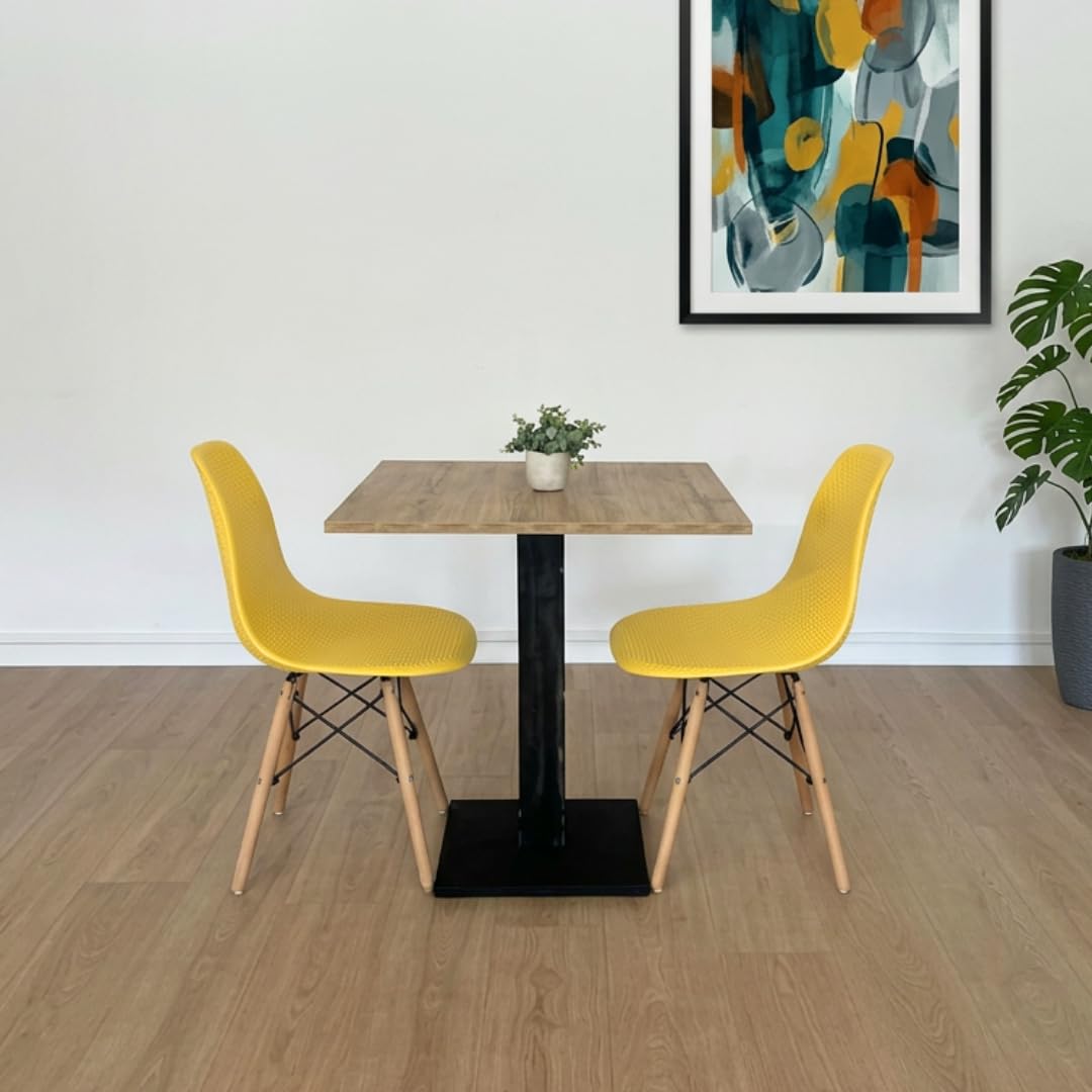 Generico TABLE BAR | BISTROT | RESTAURANT CARRÉÉ AVEC PIED CENTRAL 60/70/80 cm couleurs assorties (ASPEN OAK - NOIR, 60X60)