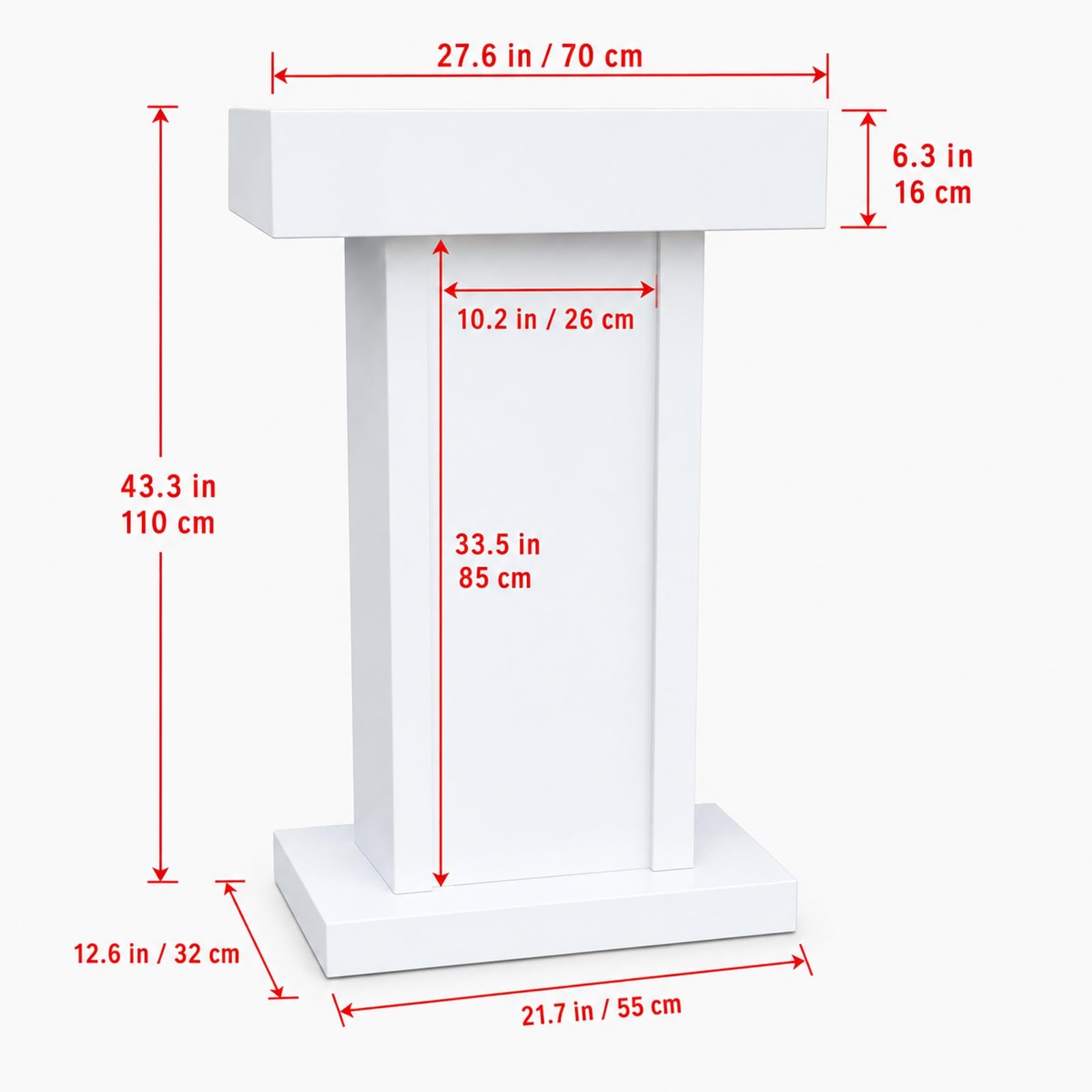 Pupitre de Conférence en Métal avec Étagère, Hauteur 110 cm