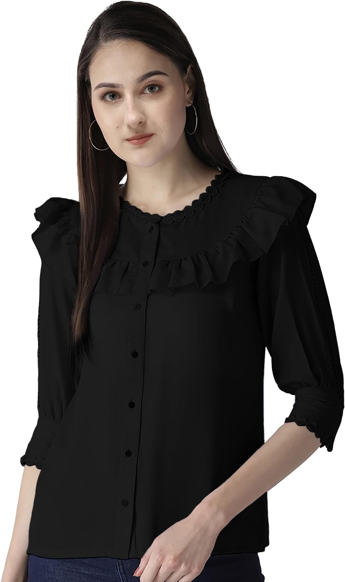 ORIEX THE ORIGINAL FASHION Girls/Women Cuffed Sleeves Solid Shirt Style top-102