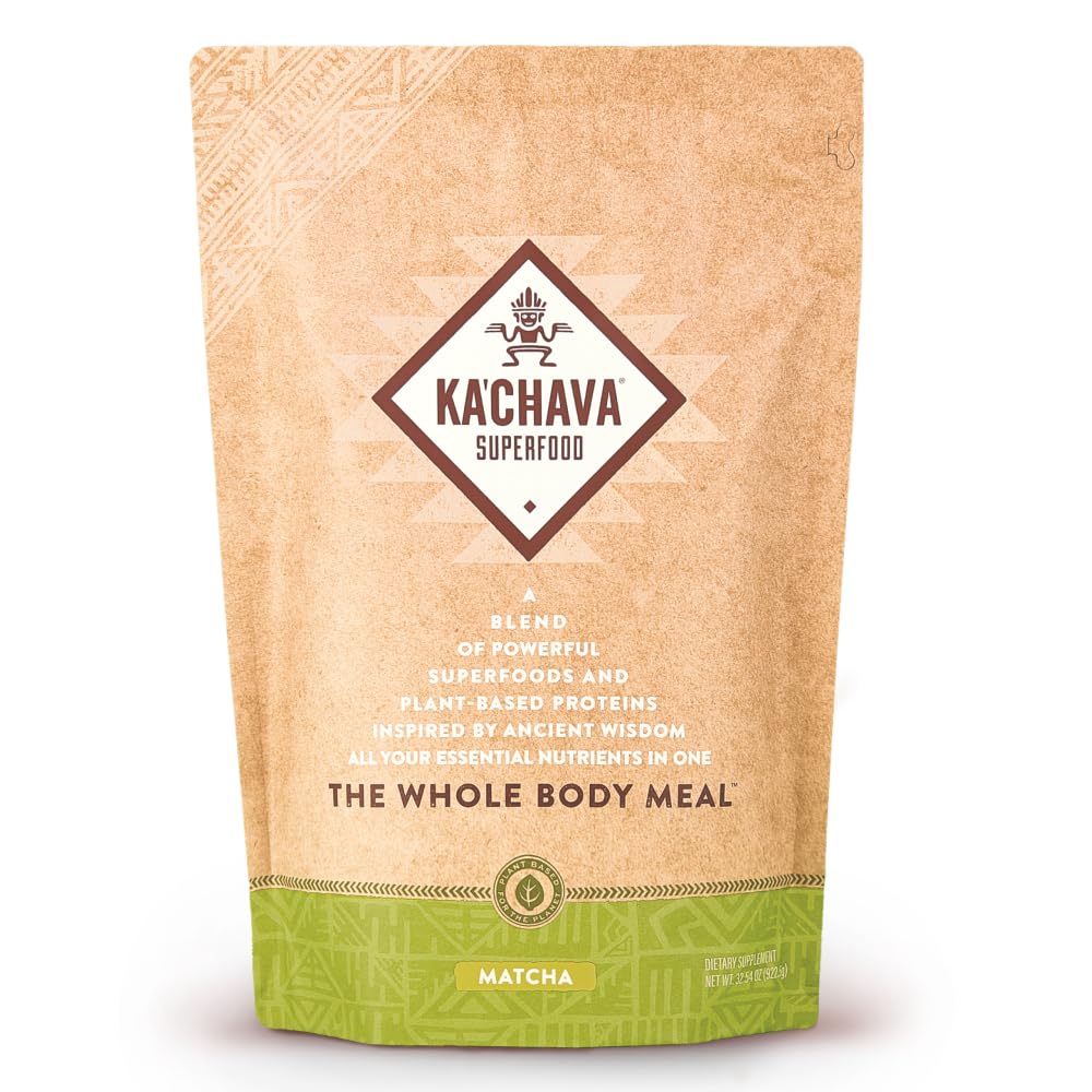 Ka'Chava Ka’Chava All-In-One Nutrition Shake Blend, Matcha, 85+ Superfoods, Nutrients & Plant-Based Ingredients, 26 Vitamins and Minerals, 25g Plant-Based Protein, 2lb