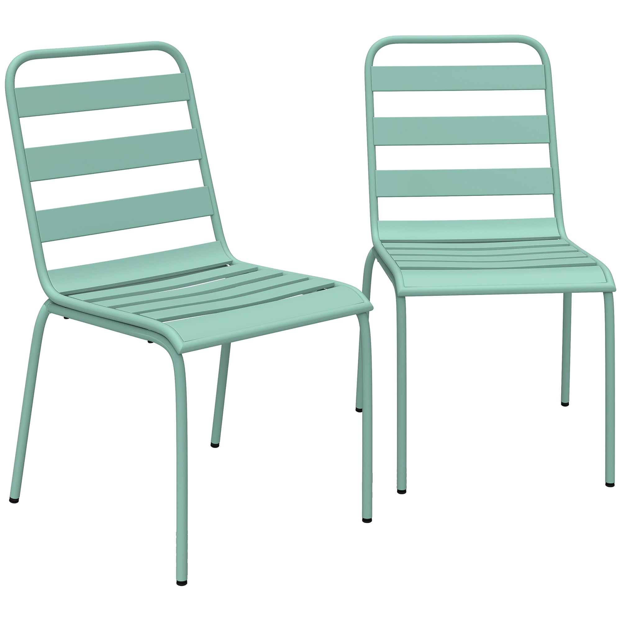 Outsunny Lot de 2 Chaises de Jardin, Empilables en Métal, Balcon, Vert | Chaises pour Salle à Manger Extérieure, Mobilier d'Extérieur pour Jardin