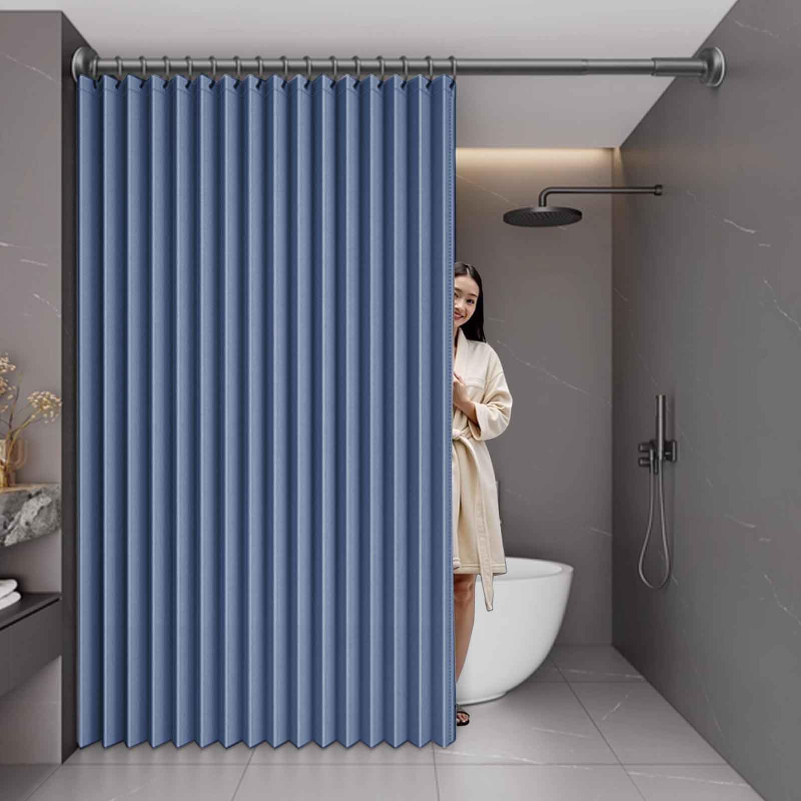 GLDYTVF Privacy Pleated Folding Door Curtains with Magnetic Closure Room Darkening Ains for Home Adjustable Teles Rod Closet & Room Divider 240x180cm