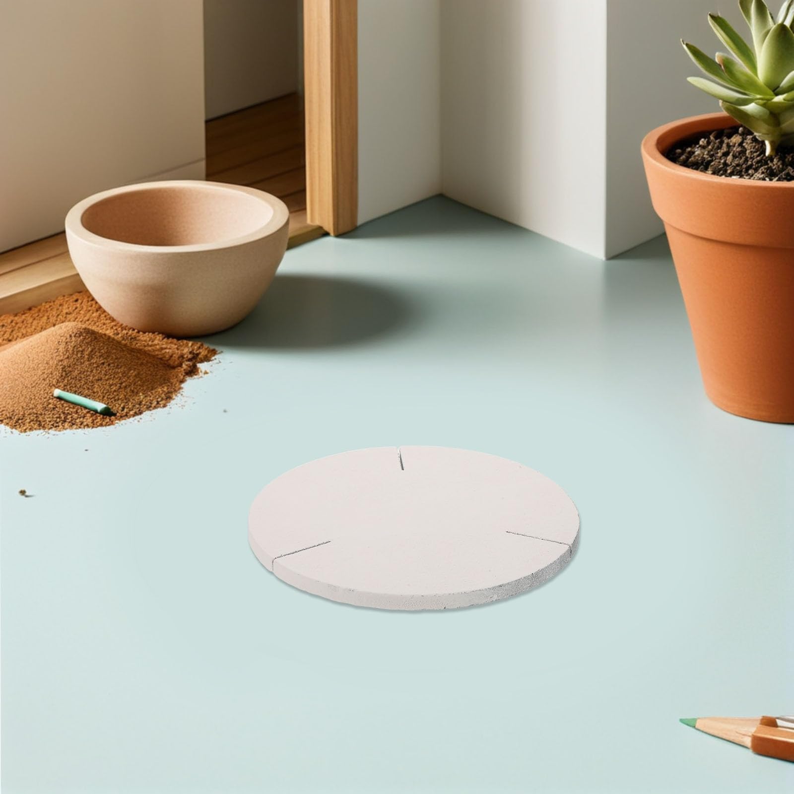 Zerodeko Hitzebeständige Runde Carborundum Stütze für Keramikbrennofen mit Weißer Oberfläche Platzsparend und Sicher für Professionelle Studios und Hobby Töpfer