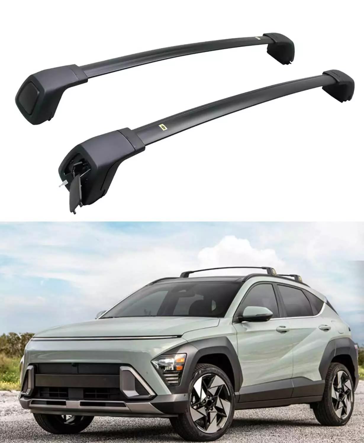 Cross Bars Roof Rack Fit for Hyundai Kona & Kona Electric 2024 Lockable Luggage Rack Crossbar Cargo Carrier Rooftop Accessories (with Side Rails), EZC1183V04