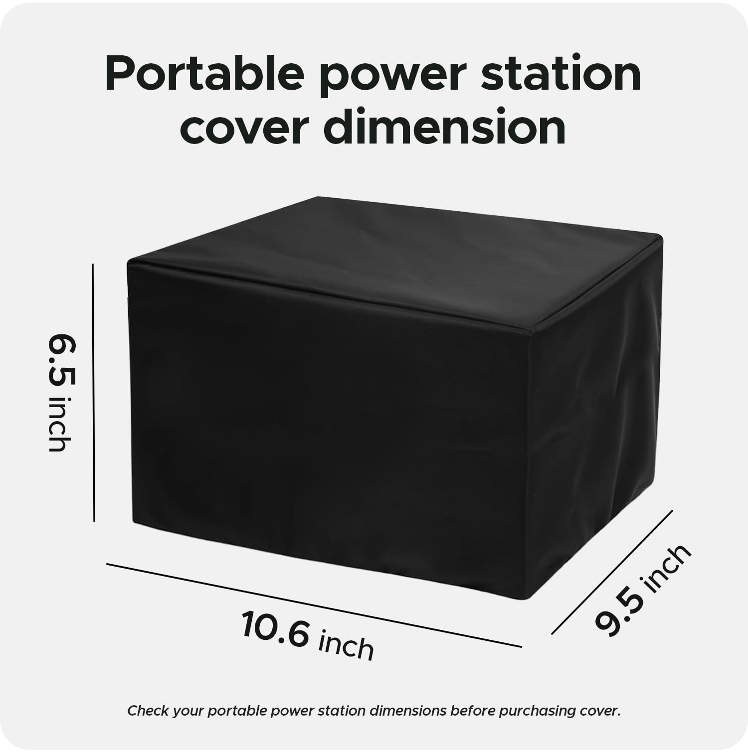 Encasify Black Portable Power Station Cover – Durable, Dust & Scratch Proof, Washable Nylon, Universal Fit – EcoFlow RIVER 2 Compatible - Image 3 thumbnail