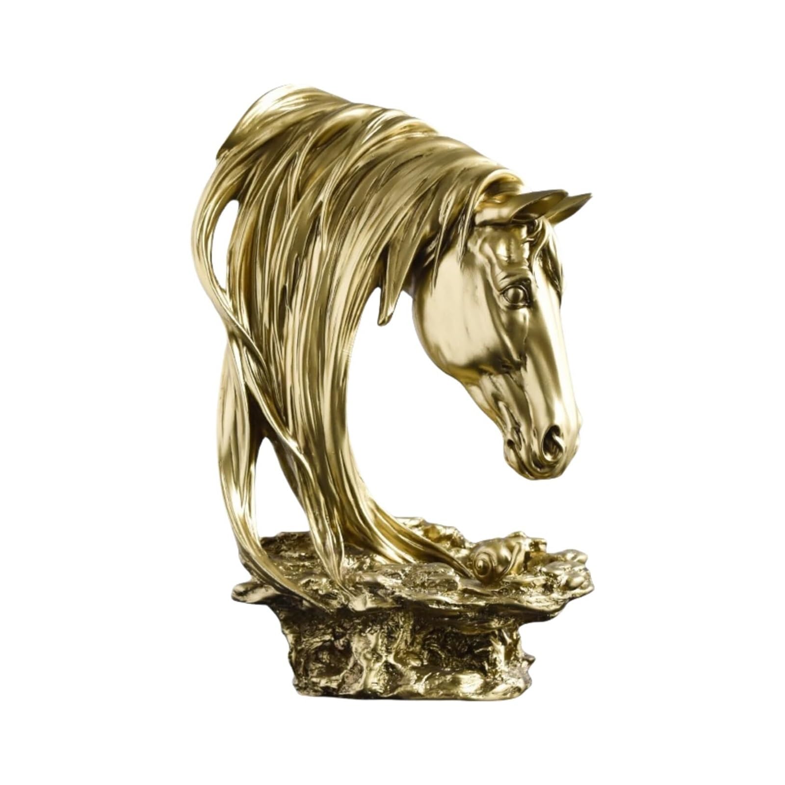 Kukuuu Gold Horse Head Statue Ornaments Living Room Bar Office Home Accessories Decoration(Gold)