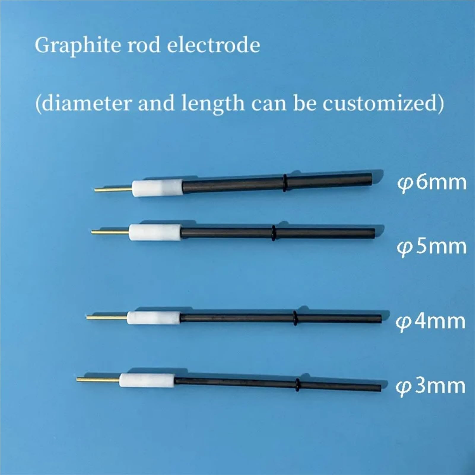 sujeniir Electrochemical Electrolysis high Purity Graphite Rod Electrode CE Carbon Rod Auxiliary Counter Electrode 6mm Cathode(4X90mm)
