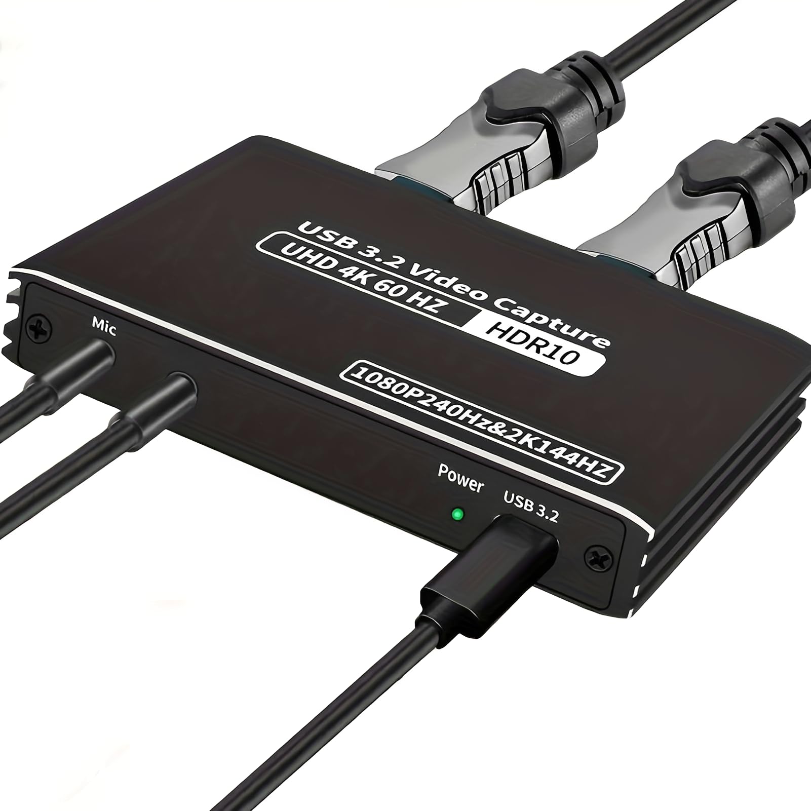 Goshyda Tarjeta de Captura HDMI 4K, Captura de Vídeo Ultra HD 4K 60Hz con Soporte HDR, Dispositivo de de Juegos USB 3.2 para PC de Juegos en Streaming