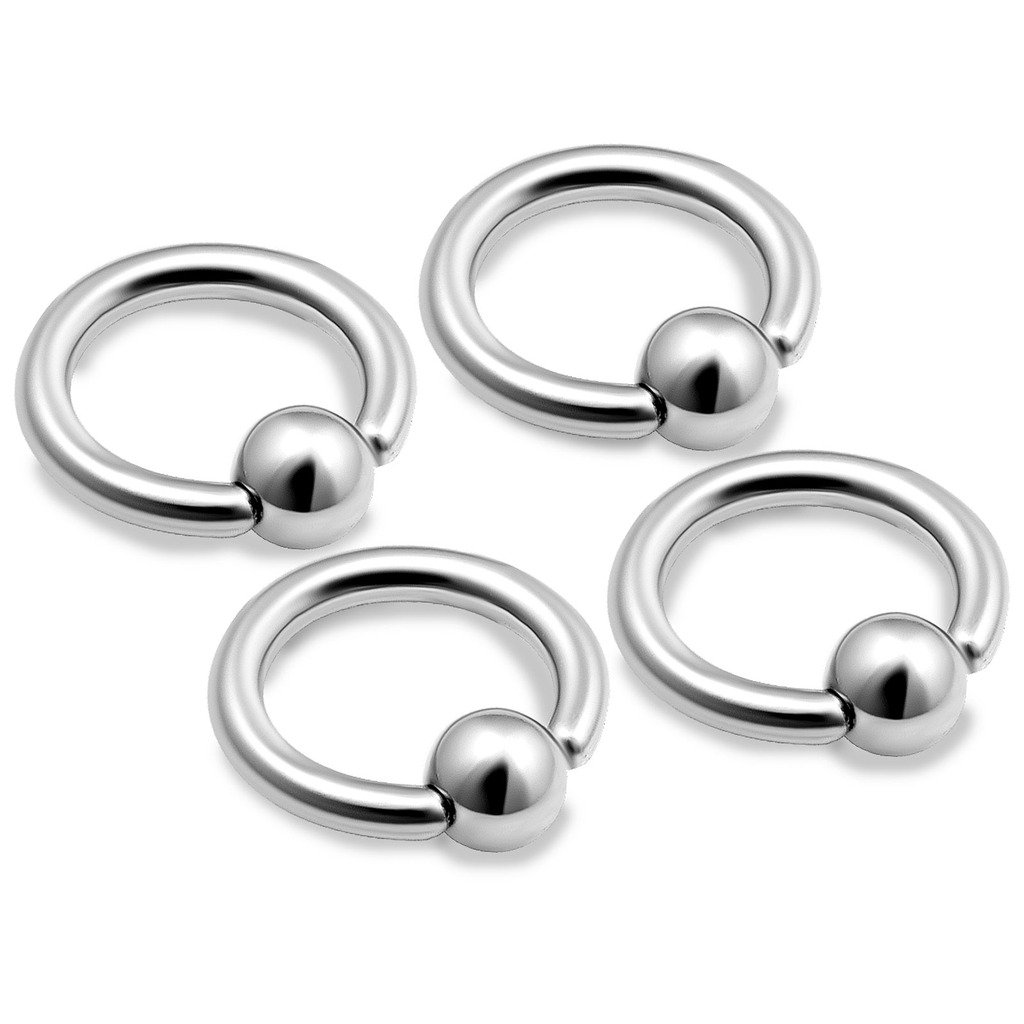 4pcs 16g Captive Bead Ring Cartilage Hoop Septum Nose Tragus Snake Bite Lip Rook Helix Conch Eyebrow 3mm Ball - 6mm