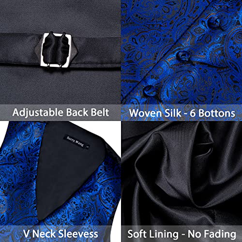 Image of Barry.Wang Mens Suit Vest Paisley /Flower Silk Jacquard Waistcoat Ties Set Formal /Leisure 5PCS