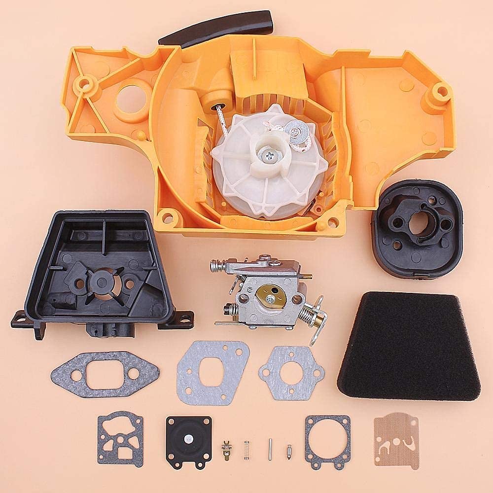 Carburador de Arranque de Retroceso, rebobinado, Compatible con Partner 350351, Filtro de Aire, Elemento Limpiador, Cubierta, Junta, Adaptador, Kit de reparación, Motosierra