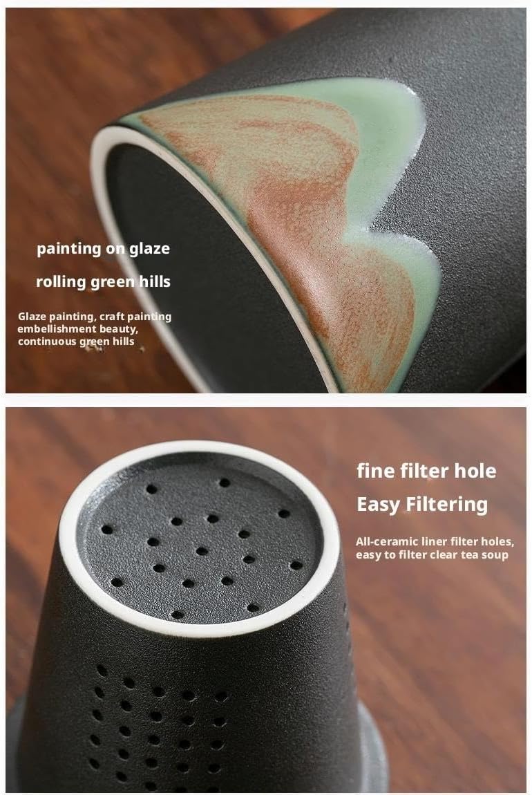 GSOUL Kungfu Tea cup Tea Water Separation Cup Ceramic Household With Lid Filter Large Capacity Office Cups Small Tea Cups