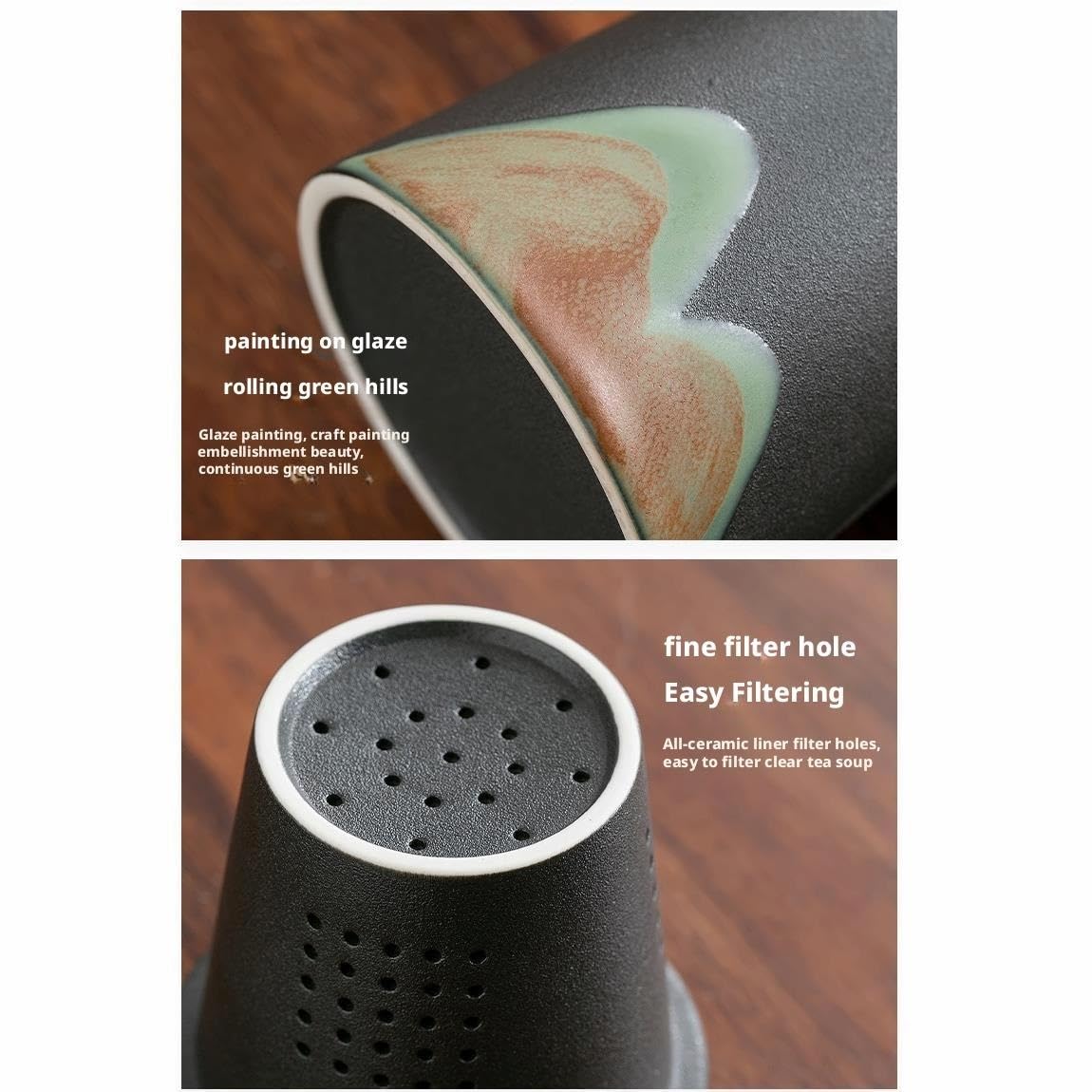 Tasse à thé Tasse à thé en céramique avec filtre et couvercle, grande capacité, idéale for le bureau Récipient de trempage(A)