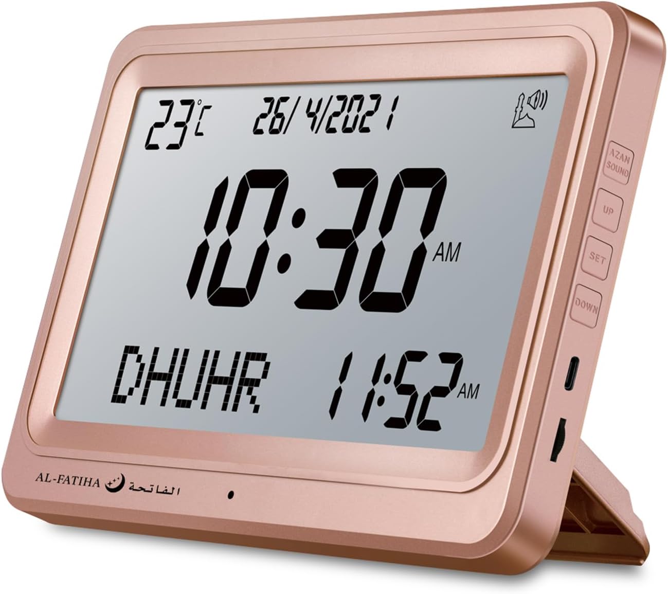 Azan Clock, Automatic Worldwide Digital 8 Azan Prayer Sounds Muslim Prayer Clock for Home Decor (Pink)