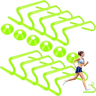 10 Pcs 6" Speed Agility Training Hurdles with 6 Marker Cone Durable Detachable Training Equipments Plyometric All Speed Hurdle for Athletes Soccer Basketball Football Practice
