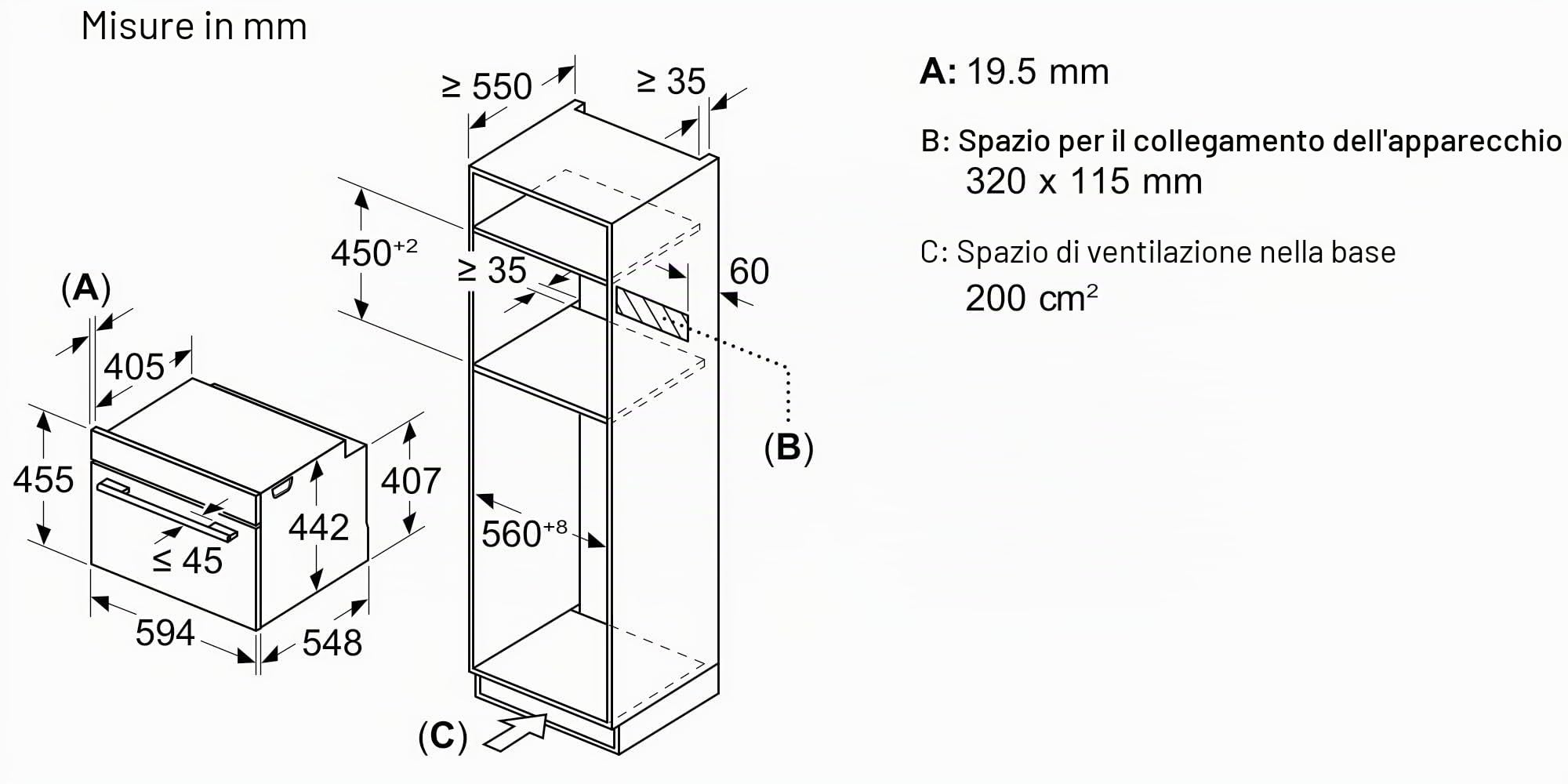 Bosch CMG778NB1 Serie 8, Forno compatto da incasso con funzione microonde 60 x 45 cm Nero