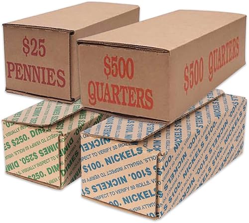 Miniatura 2 de Dime - Caja de almacenamiento para monedas – Paquete de 50 unidades – Azul y marrón – Capacidad para 50 rollos de monedas envueltas – Capacidad de