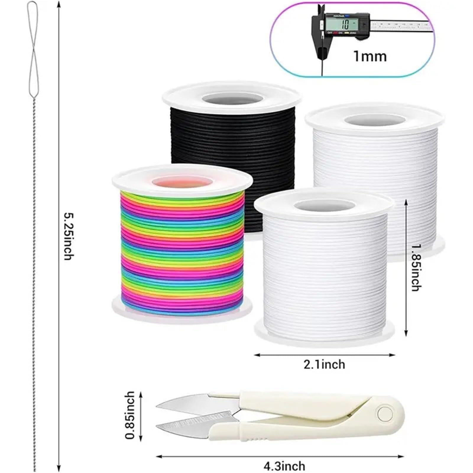 Cordon élastique pour bracelets de 1 mm - Cordon élastique pour la fabrication de bijoux