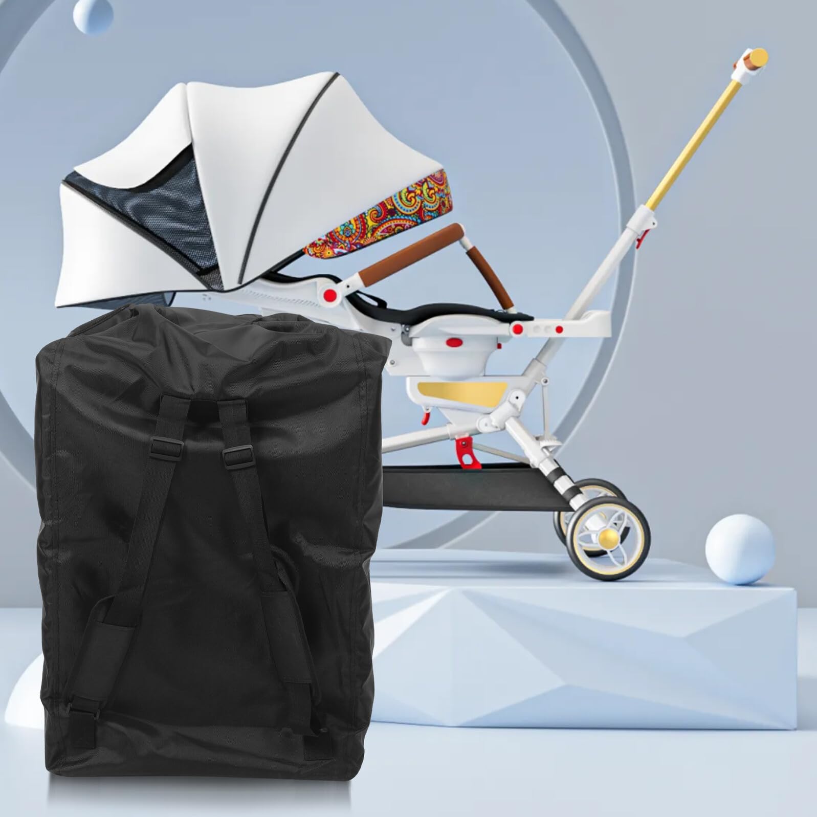Borsa da Viaggio per Passeggino Leggera in Oxford Organizer Zaino con Tasca Laterale per Bottiglia Adatta Viaggi in Aereo e Treno Portaoggetti per Seggiolino Auto