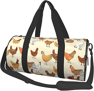 Bolsa de deporte de 45 x 23 x 23 cm, bolsa de gimnasio, color marrón, para mujeres y hombres, Pollo de color marrón