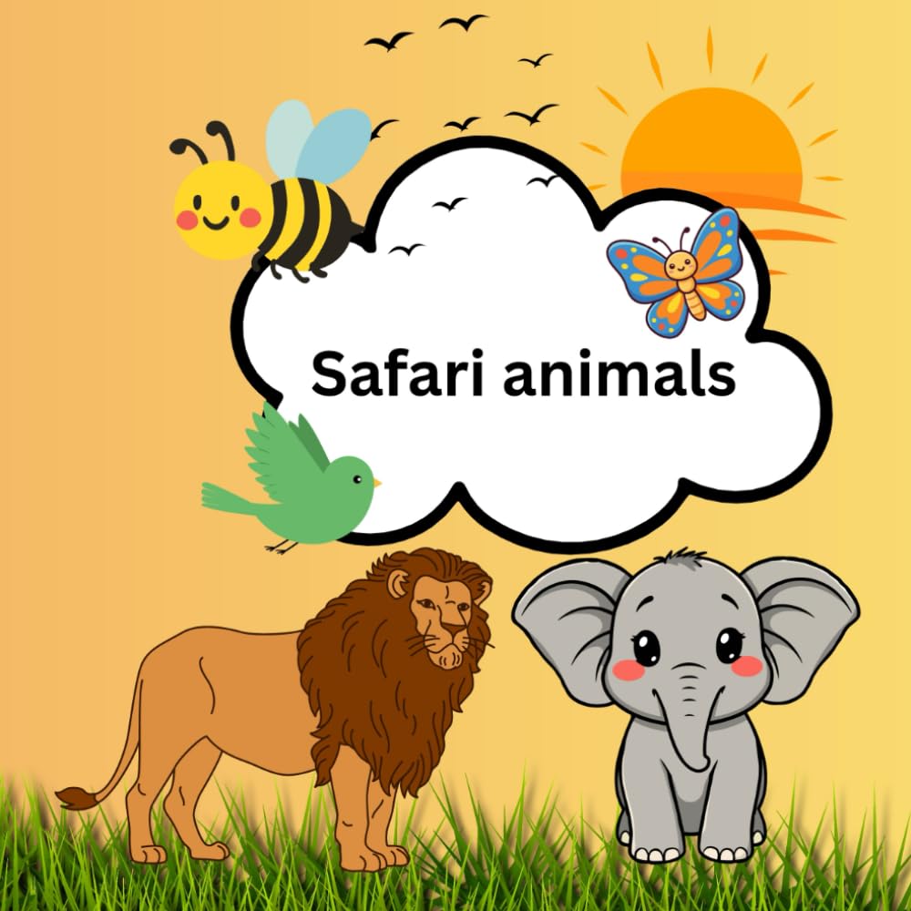 Safari animals: Kids colouring book
