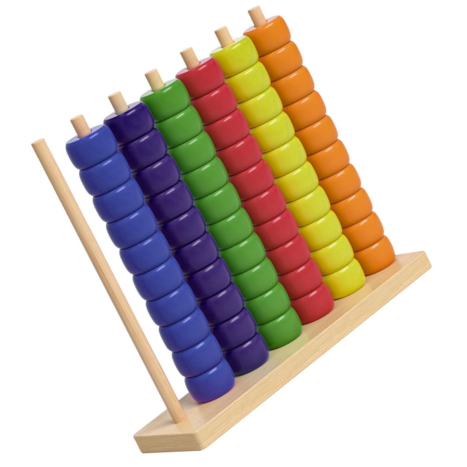 Holz Regenbogen-Ring-Stacking Puzzle Spiel mit Gestellen und Ringen for 2 Spieler Familienspiel Geschicklichkeitsspiel