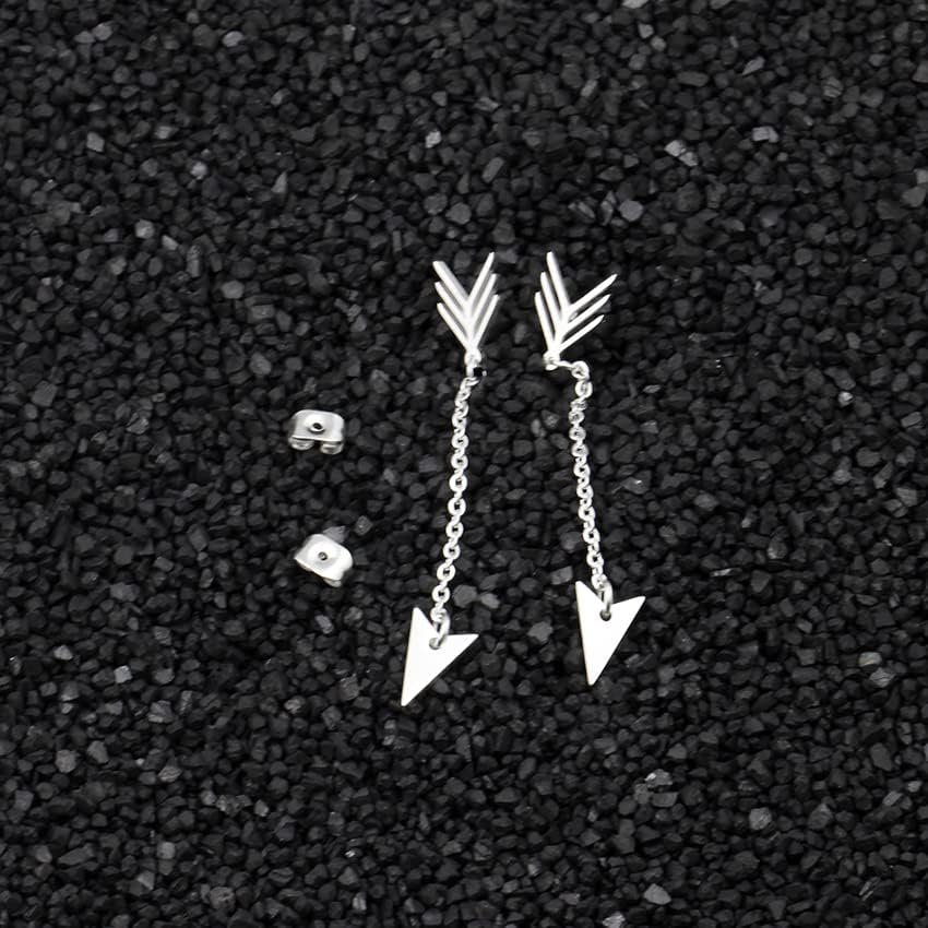 Miniatura 4 de TRUNO SEA - Aretes colgantes de flecha de dardos simples para mujer Kolczyki joyería de moda color dorado cadena larga aretes colgantes Joyas