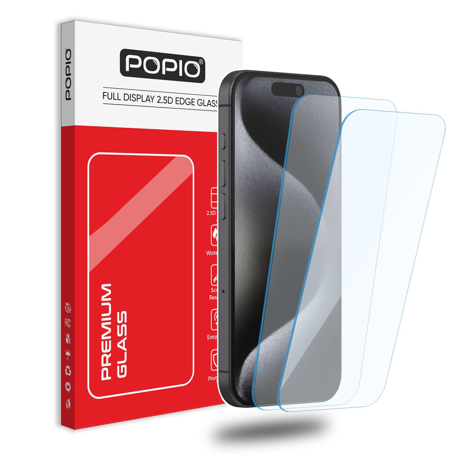 POPIO Borderless Military-Grade Gorilla Tempered Glass for iPhone 15 Pro (Transparent) Case Friendly Full Screen Coverage with Installation Kit, Pack of 2 POPIO Borderless Military-Grade Gorilla Tempered Glass for iPhone 15 Pro (Transparent) Case Friendly Full Screen Coverage with Installation Kit, Pack of 2
