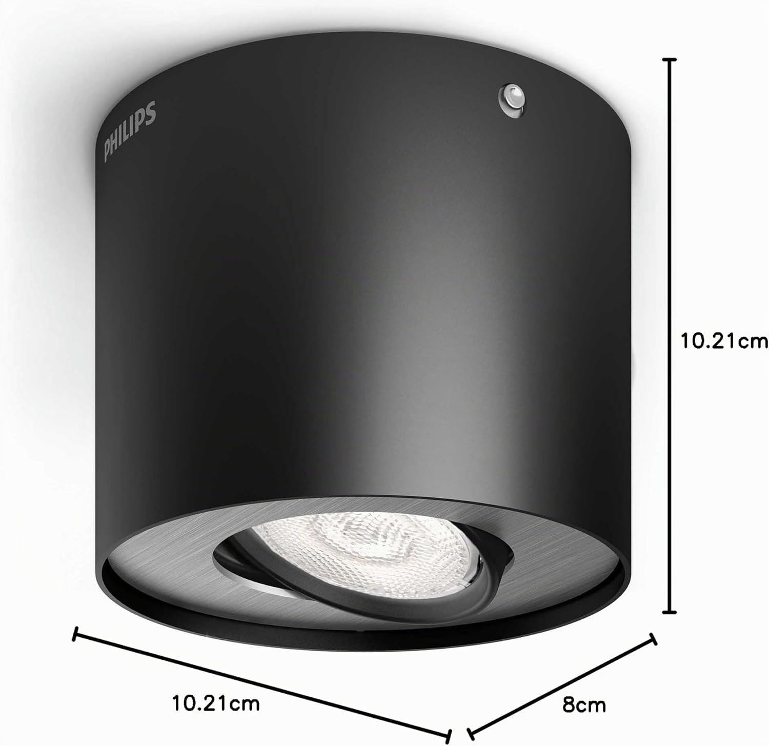 Philips Phase LED-Spotleuchte Deckenspot dimmbar 2700K 500 lm 6,5W Einstellbarer Spot EyeComfort Schwarz