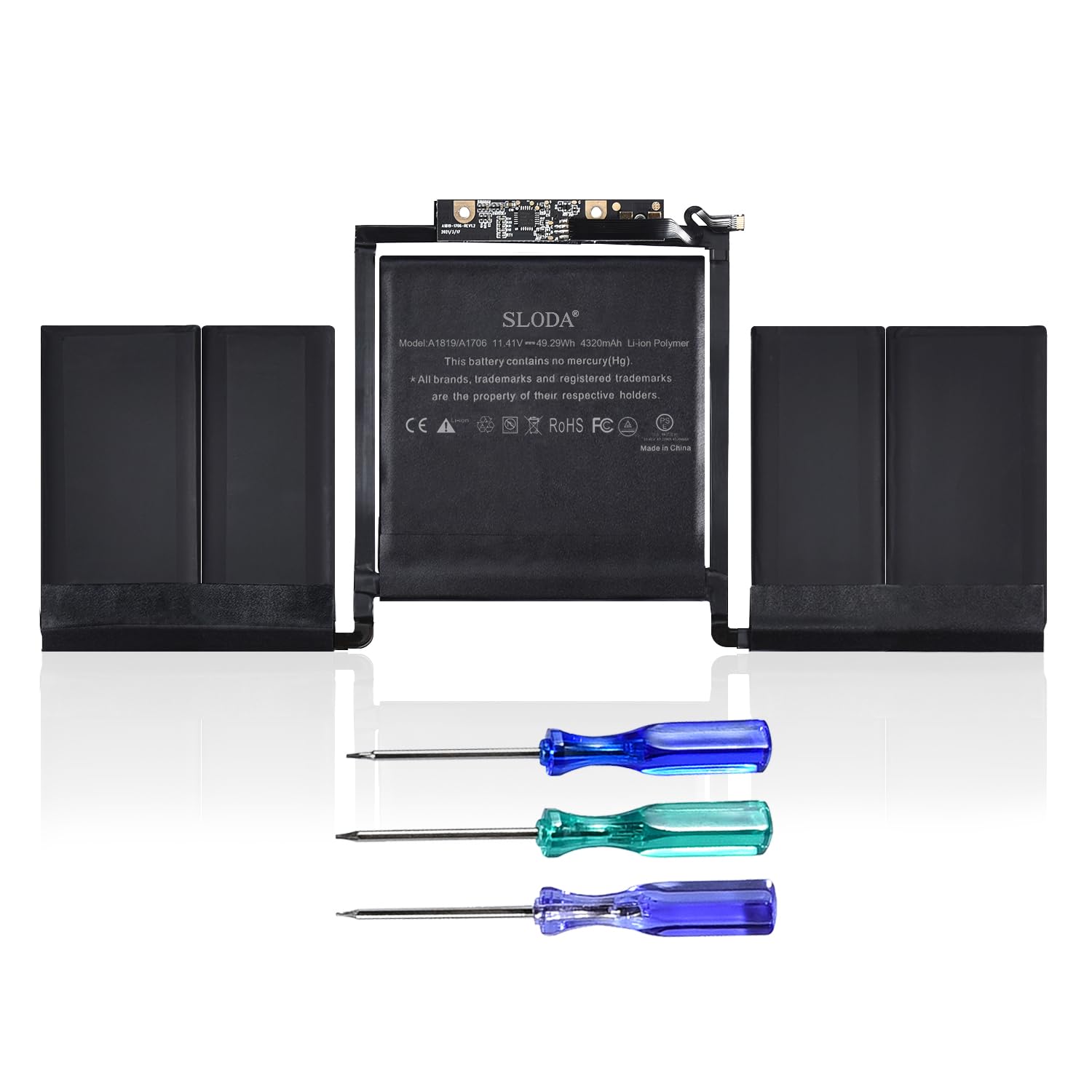 SLODA A1819 Laptop Battery Replacement for MacBook Pro 13'' A1706 (Late 2016 Mid 2017) Touch Bar EMC 3071 3163 [Li-Polymer 11.41V 4320mAh]