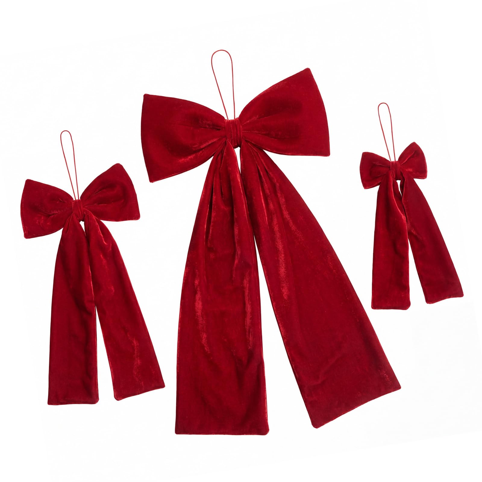 Mekalero 3Pcs Christmas Tree Bowknot Decoration Soft Velvety Bowknot for Front Door Wreath Mantels Wall Wedding Backdrops Handle Bends