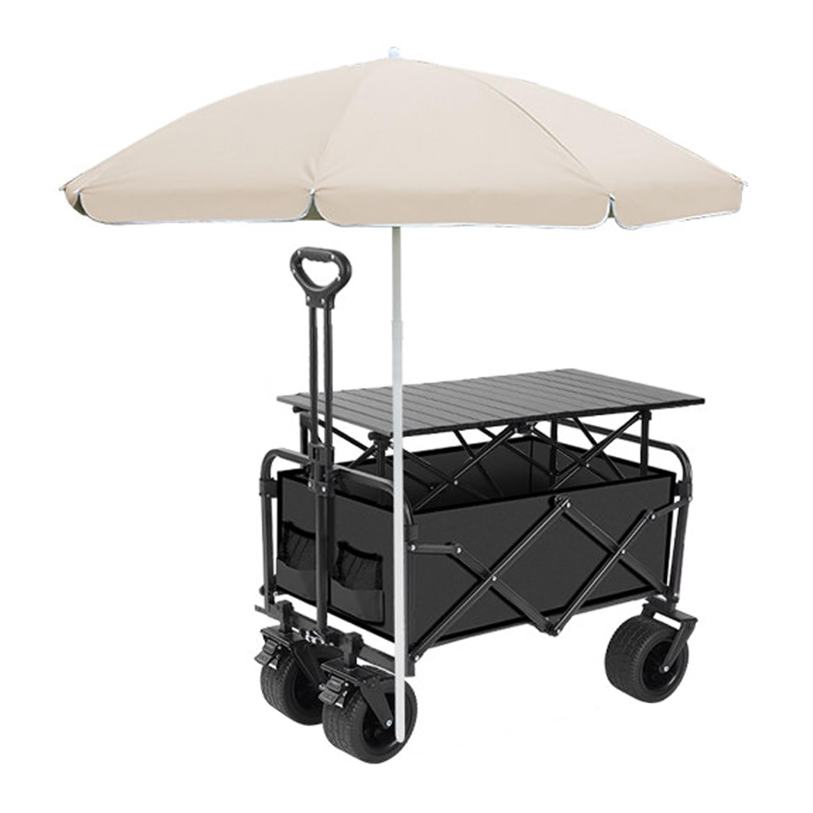 HARELA Móvil de Venta Ambulante de Comida, Puestos Plegables, para Venta De Alimentos, Genérico Puesto De Mercado con Toldo, para Puestos Callejeros, Ferias De Artesanía(Black,90cm/35.4in)