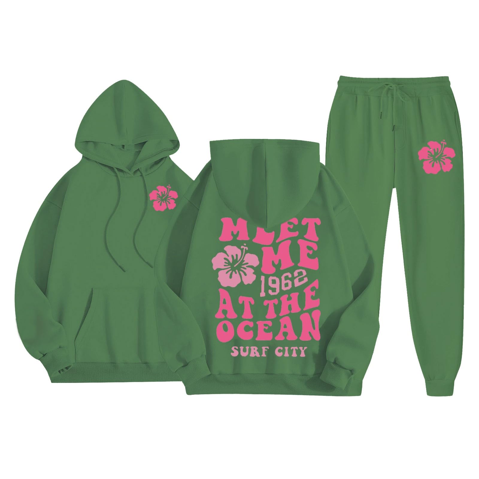 Ensemble de jogging avec sweat à capuche - Pour femme - En coton - 2 pièces