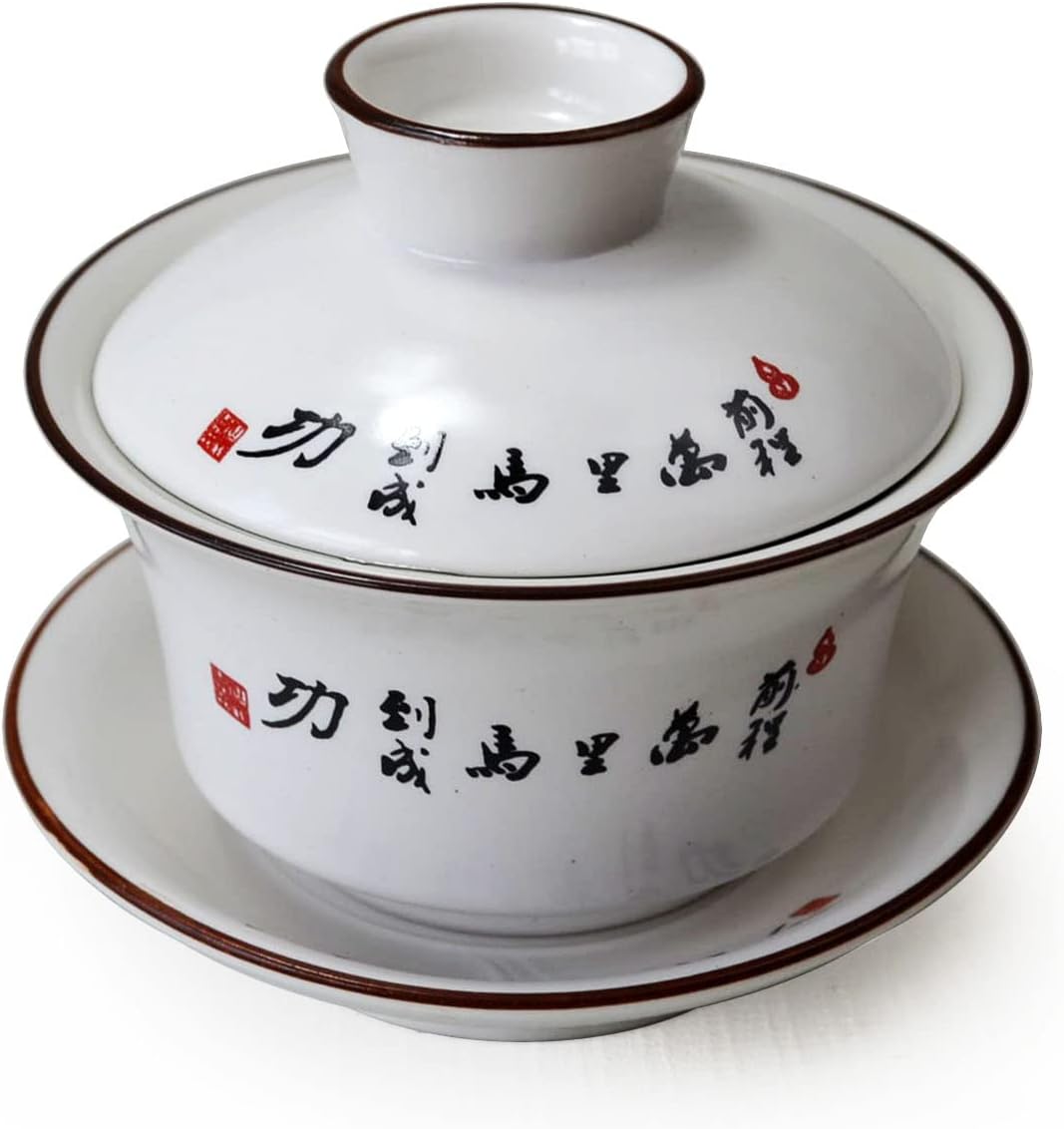 GDLK Gaiwan Teacups Chinese Tea Cup Tureen Success Sancai Cover Bowl Gongfu Tea Set (Horse)