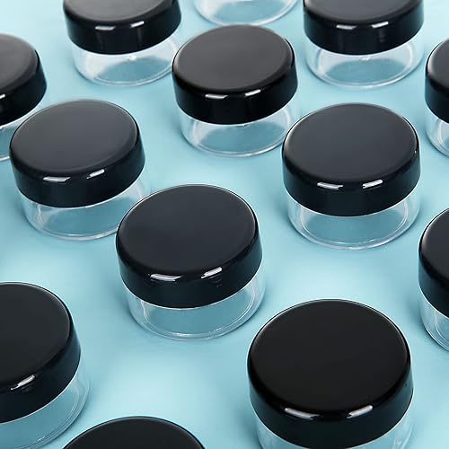 Miniatura 4 de ZIQI 100 recipientes vacíos de muestra, tarros transparentes de 0.71 onzas con tapas, tarros de maquillaje de plástico para cosméticos, crema,