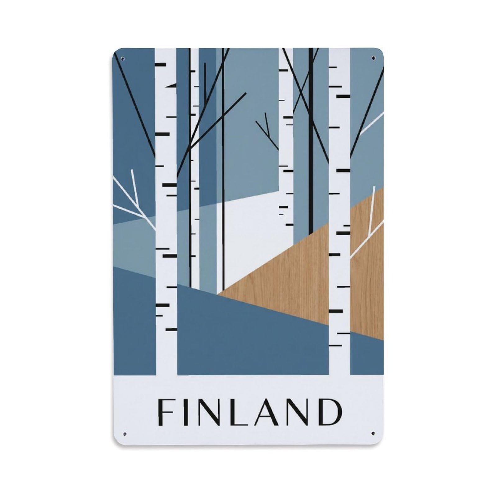 Olhnbad Style Finland Scandinavian Birch Lake Travel Nordic Metal Tin Sign