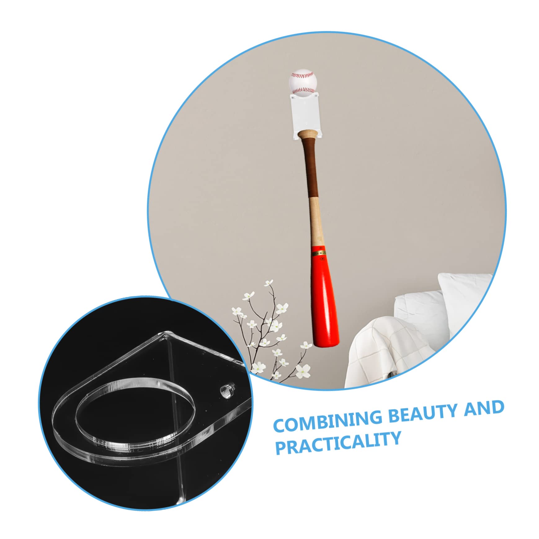 ibasenice 1 set Multi Functional Baseball Bat Rack Transparent Wall Mounted Storage Stand for Showcasing Bats Space Saving Display for Softball and Baseball Collections