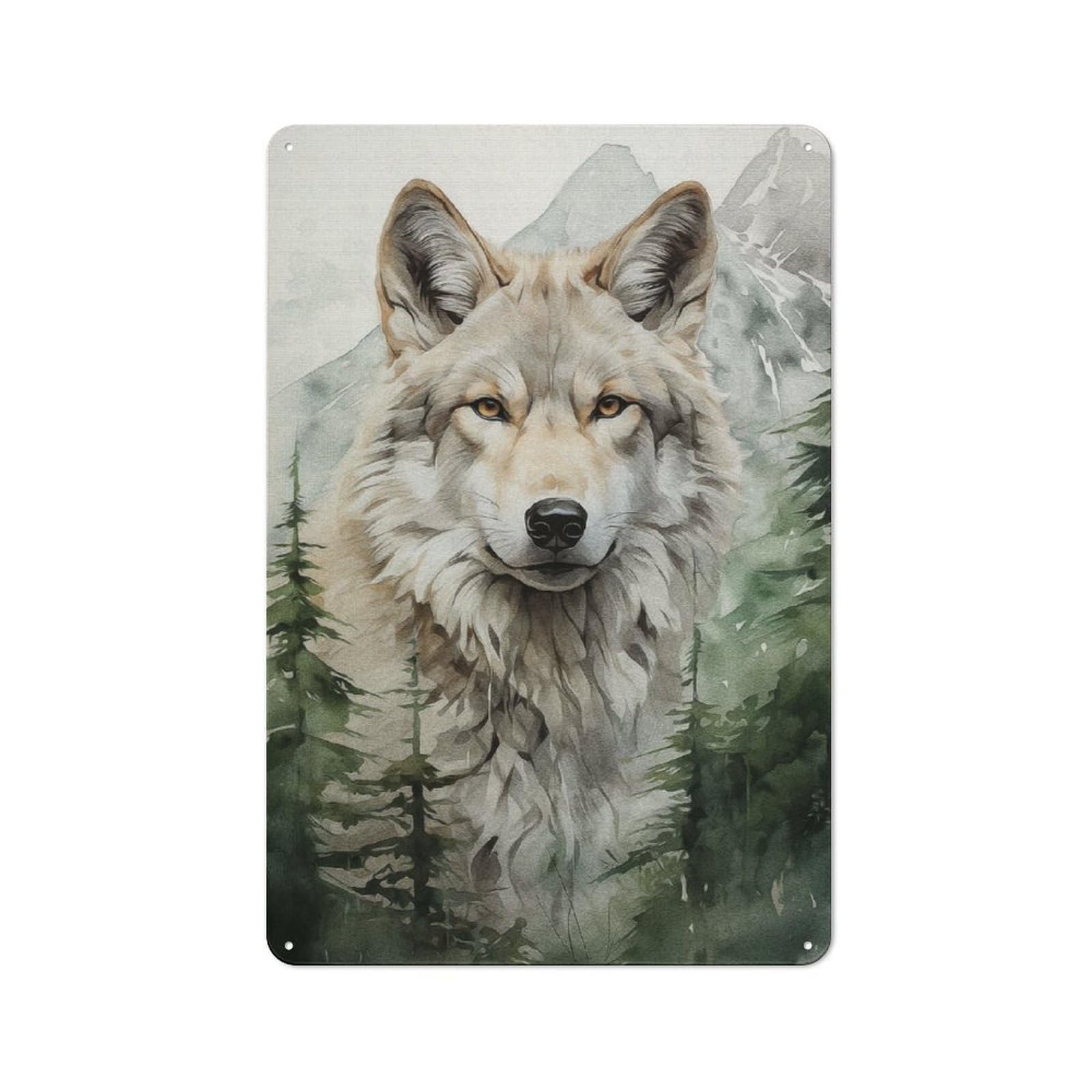 Junmoney White Wolf Tin Sign 30X20cm With For Workshop Wall, Vintage Decor, For Metal Sign Collectors, For Garage And Workshop Walls