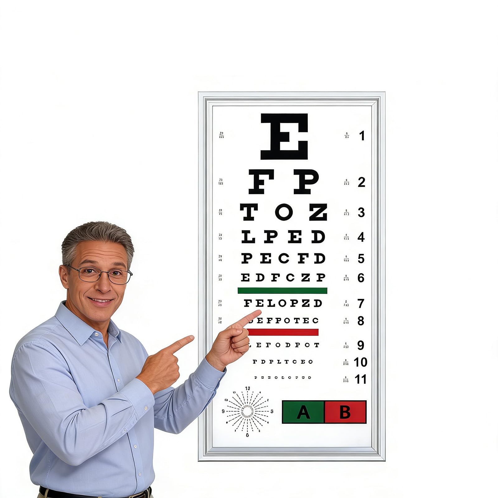 Tableau d'acuité visuelle LED MObyat avec repères rouge vert et télécommande sans scintillement
