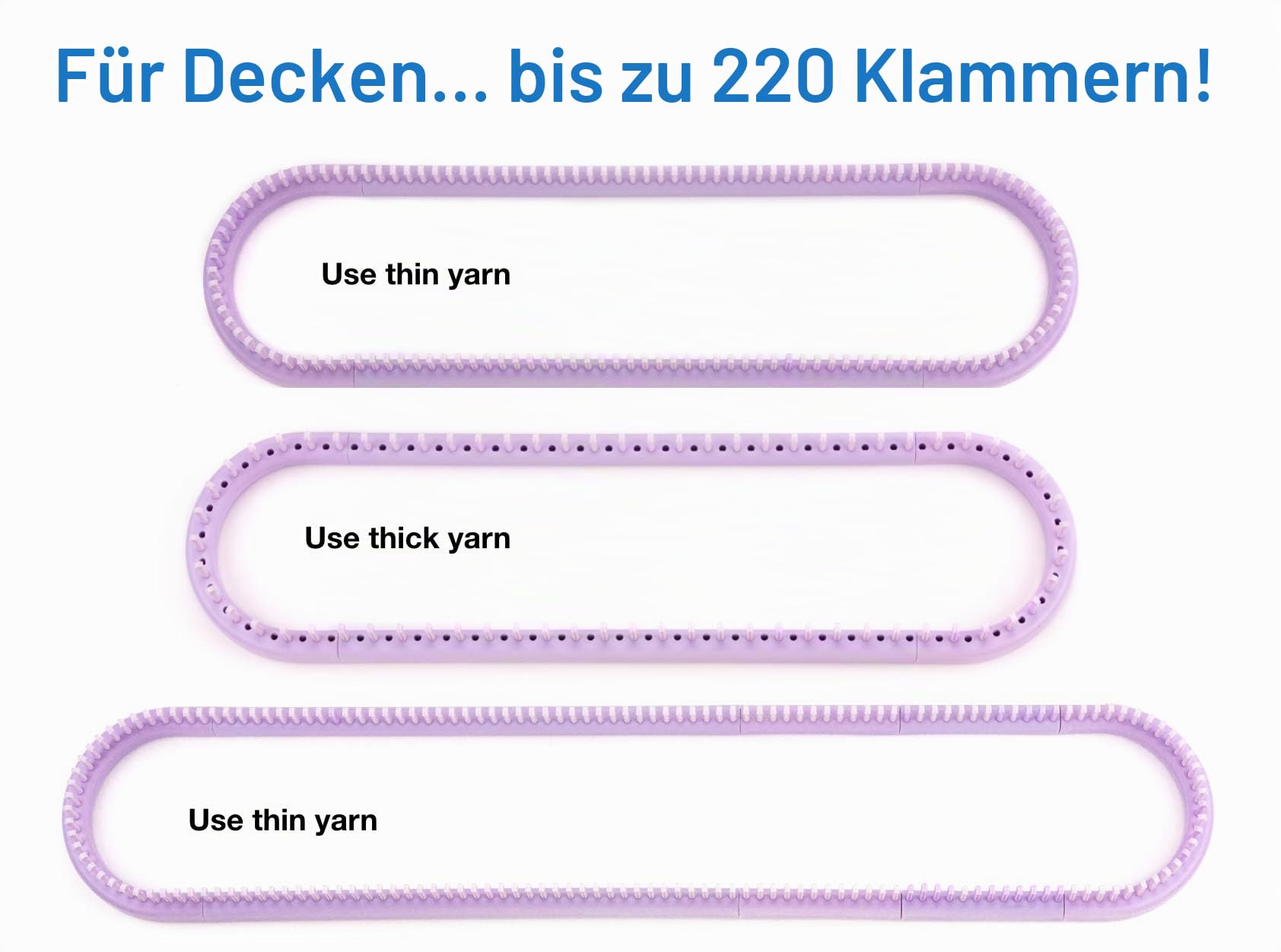 Authentic Knitting Board 629003 KB8045 Verstellbarer Multi-Strick-Webstuhl, zum Einrasten, kleine und große Stärke, Kunststoff