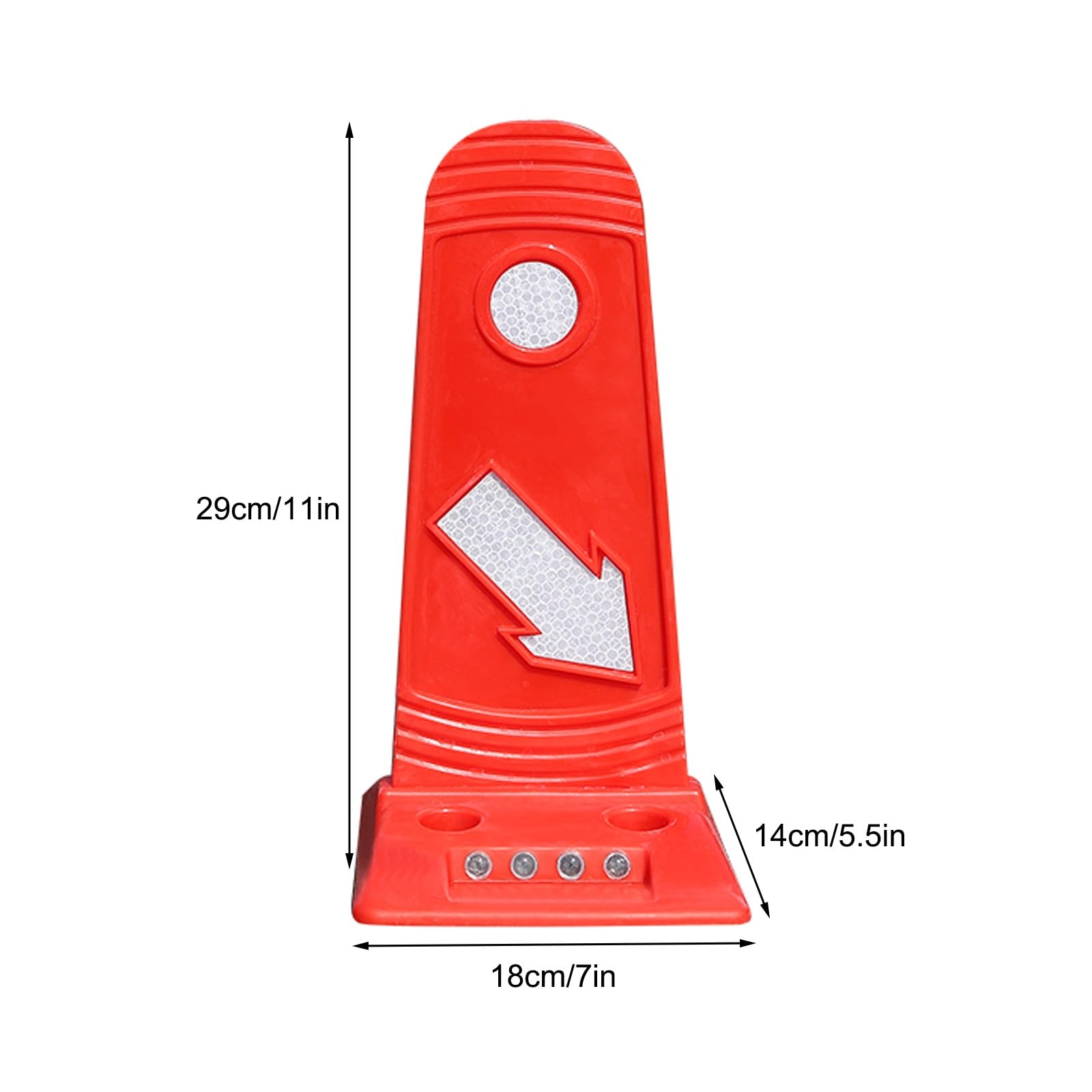 Postes Separadores de 29 Cm con Base, Conos Señalizacion con Bandas y Esferas Reflectantes, para Uso en Carreteras, Estacionamientos y Obras de Construcción(Red)