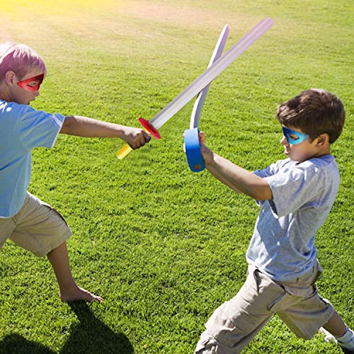 Rainbow yuango Toy Sword for Boys, 8 Pack 22\" Foam Swords Set Warrior Weapons Toy Pretend Playset for Kids Different Designs Including Laser, Samurai, Ninja, Two-bladed Swords.
