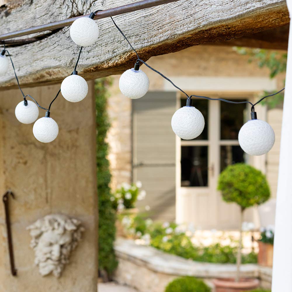 GuirLED - Solar Lichterkette Außen Kugeln LED - Wasserdicht IP55 - Automatisches EIN/AUS - 32 Kugeln 6 m- Flocon