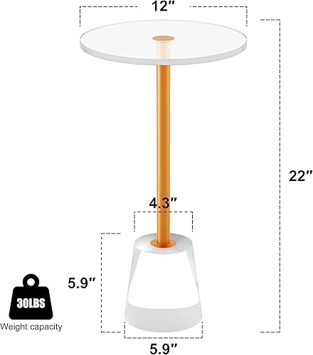 Miniatura 3 de Mesa auxiliar de acrílico transparente, mesa auxiliar moderna pequeña con base sólida para sala de estar, dormitorio