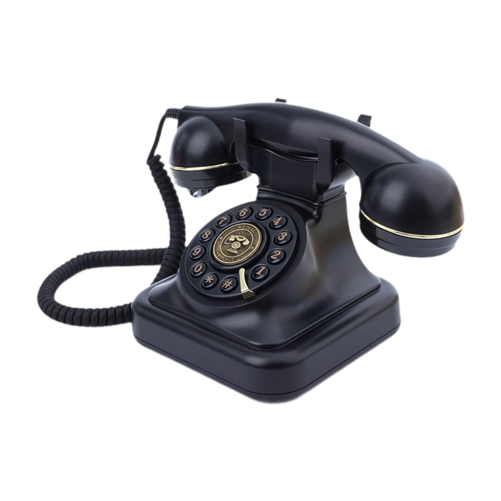 Telefono con Audiolibro per Ospiti, Design retrò, Dispositivo di Registrazione Messaggi, Telefono Fisso Decorativo con Funzione di Registrazione E, Nero