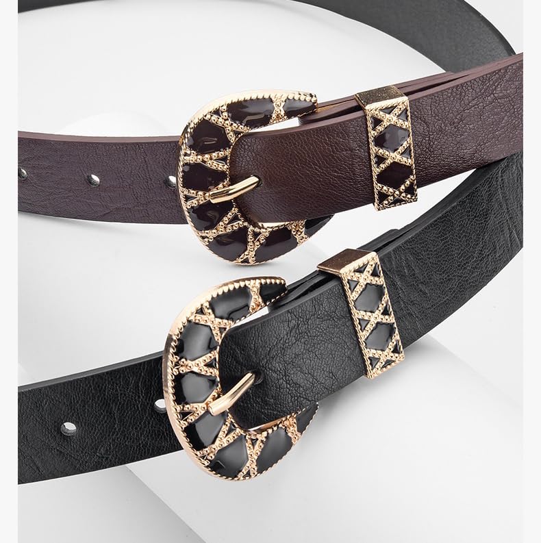 Women's Rhinestone Studded Buckle Belt, Skinny Leather Waist Belt for Jeans and Dress Pants4