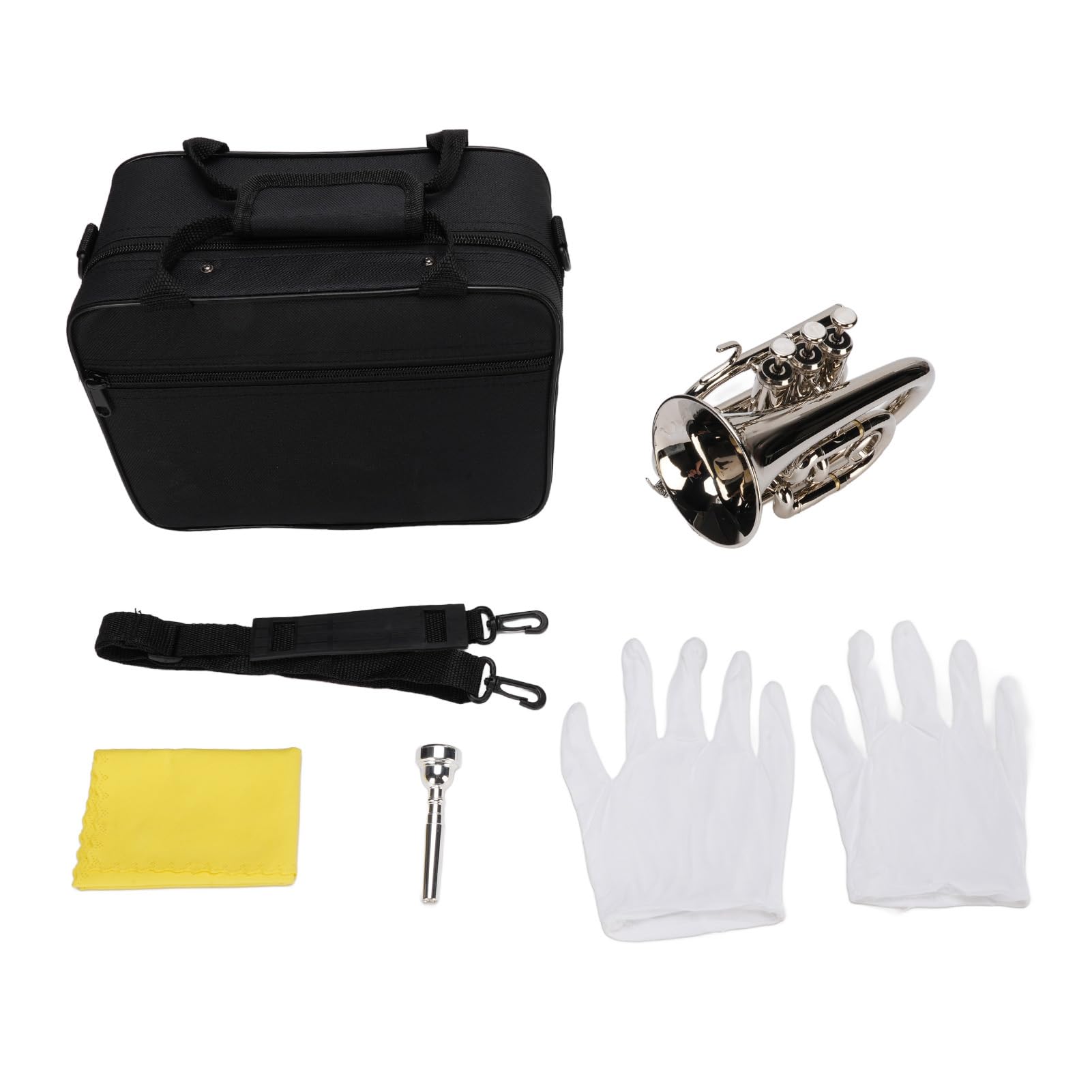 Eujgoov Mini Bb Tromba Set N durabilità in Ottone Placcata Squisita Artigianato Valvola a Doppio Drenaggio Portatile qualità del Suono Eccezionale per i Principianti di Apprendimento