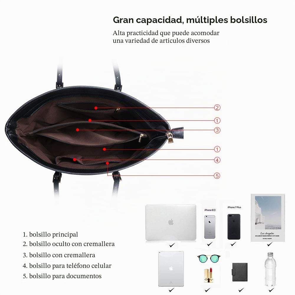 URAQT Bolsos de Mujer, Bolso Grande Bolso Tote, Bolso de Mano Grande para Mujer, Bolsos totes para mujer, Bolso Bandolera Mujer para Ordenador Portátil