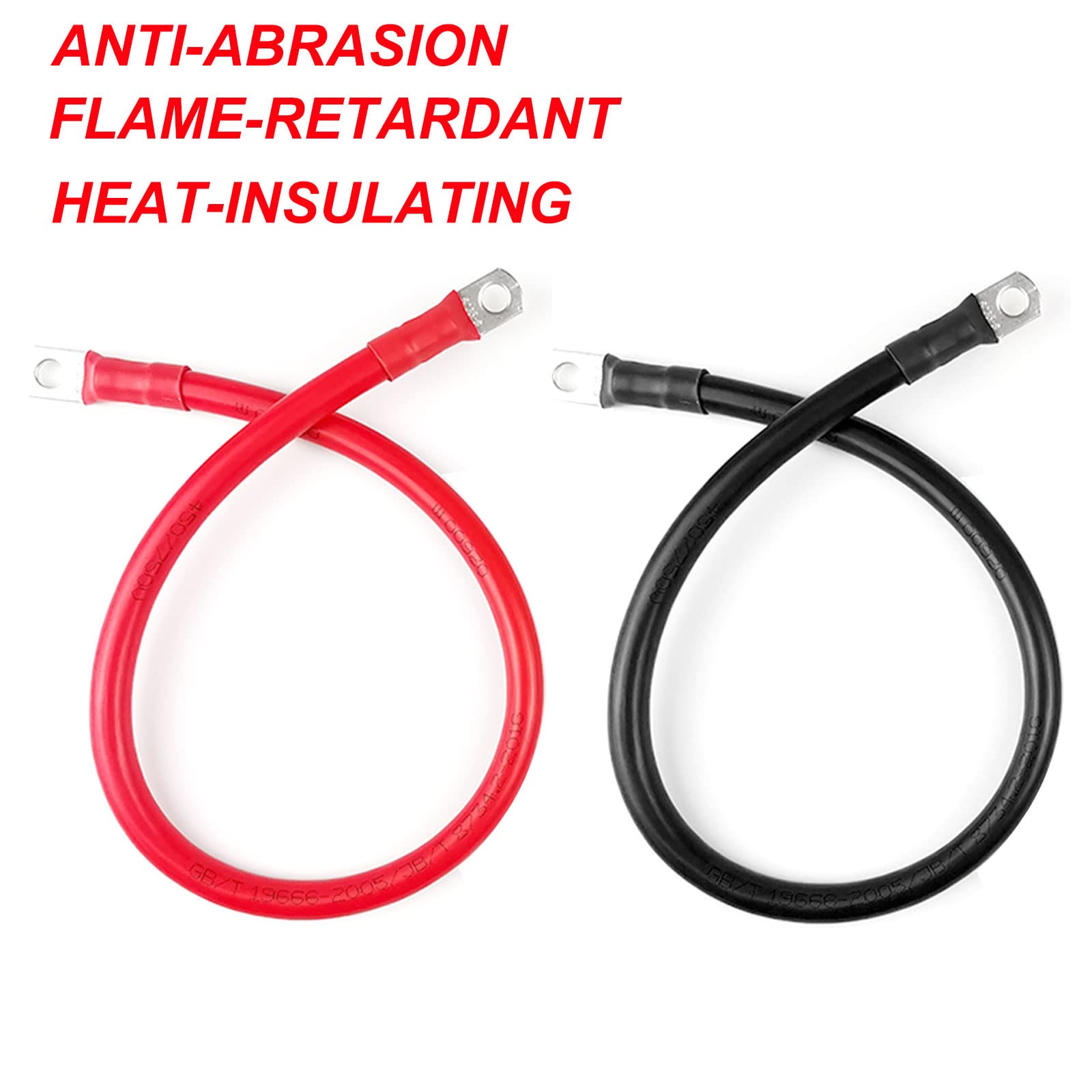 2 stuks batterijkabel, 16 mm², 50 cm, 5 AWG, batterijkabel, 12 V
